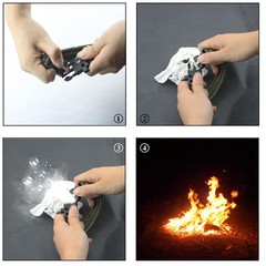 Survival Paracord 550 Bracelet Wristband Flint Fire Starter Compass Whistle Kit