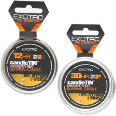 Exotac CandleTIN Slow Burn 3-Wick Emergency Survival Candle – Silver