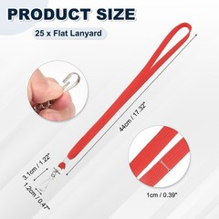 25Pcs 17.3″ Polyester Lanyard with Key Carabiner, Red for Keys