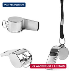 6Pack Stainless Steel Whistle with Lanyard, Loud Crisp Sound Whistle Ideal for C