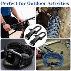 4 Pack Durable Paracord Bracelet, Paracord Bracelet Shackle Buckle, Metal