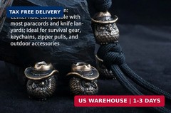 Copper Owl Paracord Beads for Survival Knife Lanyard, Keychains, Zipper,with Hol