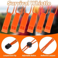 Survival Whistles with Adjustable Reflective Lanyard Emergency Plastic Whistle