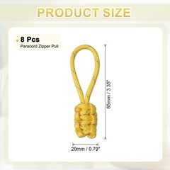 8Pcs Reflective Paracord Zipper Pull, 85 mm Length for Backpacks, Yellow