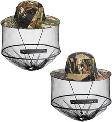 2 Pack Mosquito Head Net Hat Sun Hat Garden Bug Hat with Hidden Net Mesh for Out