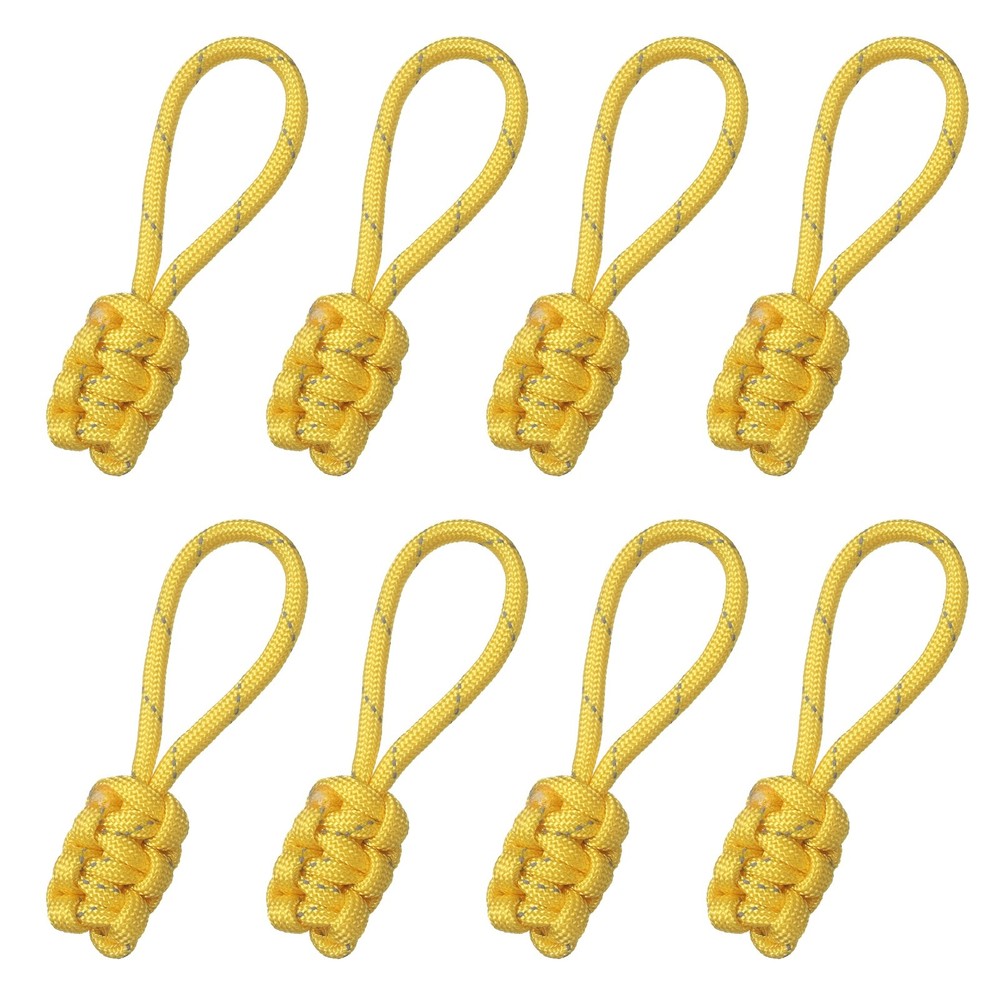 8Pcs Reflective Paracord Zipper Pull, 85 mm Length for Backpacks, Yellow