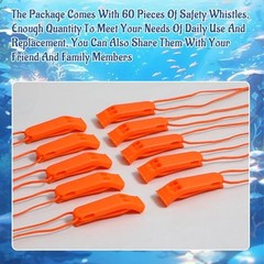 60 Pcs Emergency Whistles with Lanyard and Clip, Loud Safety Whistles for