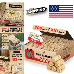 Large Fire Starters 300 Count Natural Wood Chips for Camping and Grilling
