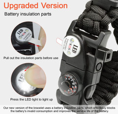 20 in 1 Survival Paracord Bracelet SOS Light Compass Whistle Gear Kit Outdoor