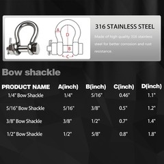 Boat Anchor Bow Shackle 316 Stainless Steel with Cotter Pin Marine Grade