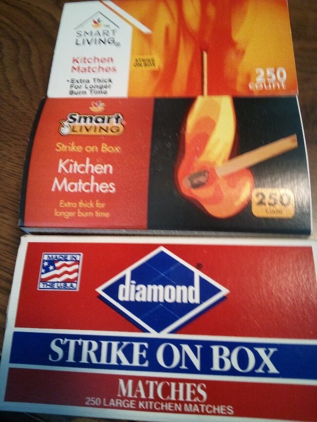 3 Pack 667 Total Smart Living/Diamond Strike On Box Large Wooden Kitchen Matches