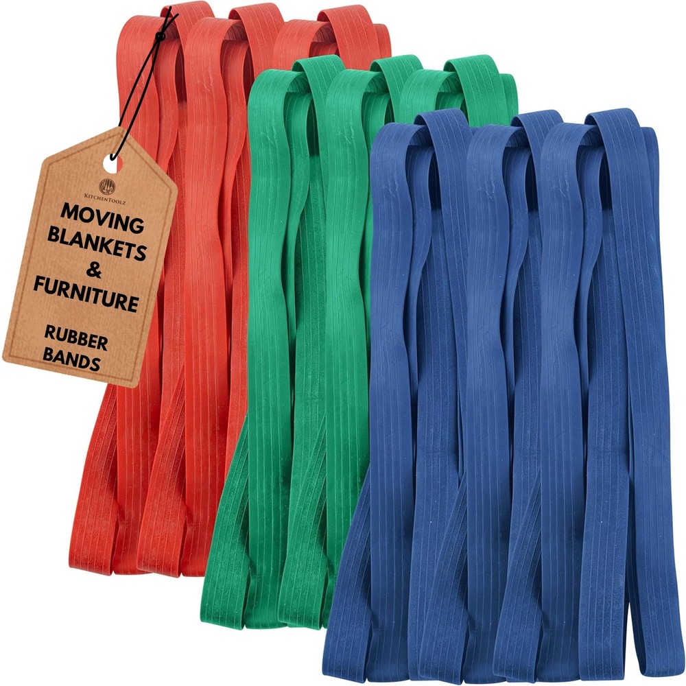 12 Pack Variety Extra Large Moving Rubber 12-Pack Variety, Red, Blue, Green