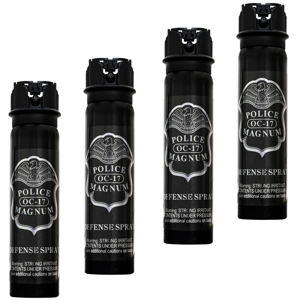 4 POLICE MAGNUM Pepper Spray Self Defense Security 5oz FlipTop Stream Protection