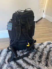 Camping/Hiking Survival Kit Backpack, Sleep Bag, Dish Kit, Chair, Hat, Bottles)