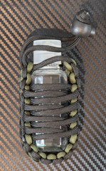 Paracord Survival Hand Sanitizer Bottle Holder Keychain Black and Green