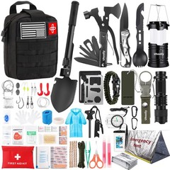 Survival Kit, Gifts for Men Women Teen Boys, 252 pcs Gear and Black