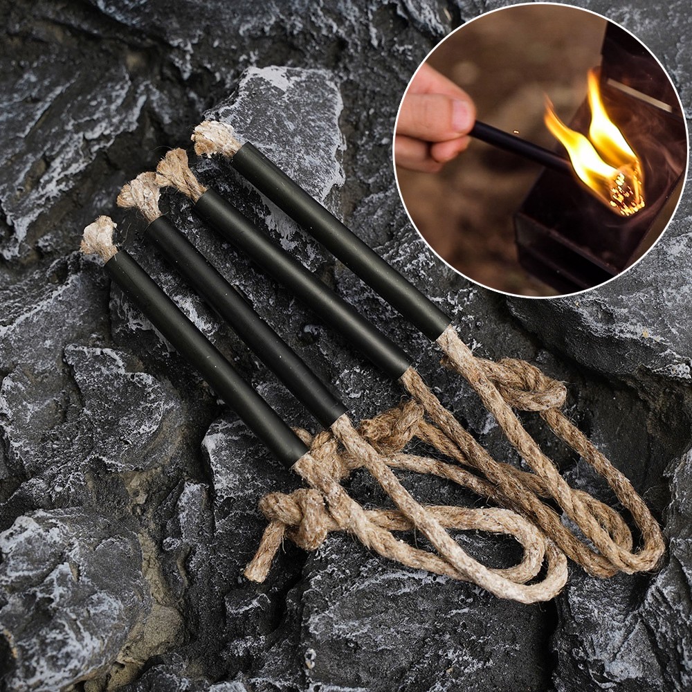 4x 30cm Beeswax Rope Outdoor Camping Picnic Barbecue Igniter Fire Rope Handheld