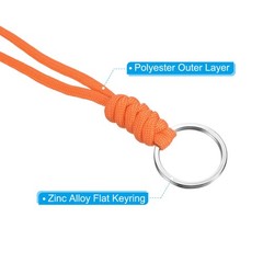 Paracord Lanyard with Keychain 8″, 3pcs Metal Hook Strap, Orange