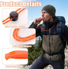 Survival Whistles 6 Pack Loud Emergency Safety Reflective Lanyard Camping Boat