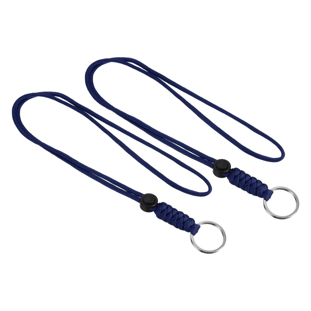 2pcs 18″ Paracord Lanyard with Keyring Necklace Cord Badge Holder Strap, Blue