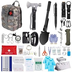 125Pcs Emergency Survival Kit First Aid Military Kit with Backpack Flashlight