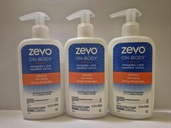 Zevo On Body Mosquito + Tick Repellent Lotion Skin Outdoor Lotion 6.5 oz 3 Pack