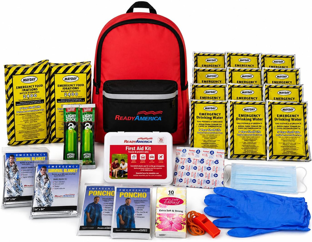 70280 72 Hour Emergency Kit, 2-Person, 3-Day Backpack, Includes First Aid Kit, S