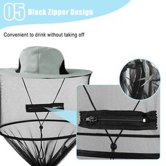 Outdoor Mosquito Head Net Bucket Hat – Unisex Sun Cap for Hiking Camping