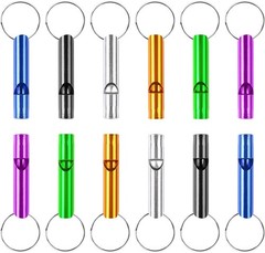 12 Pack Emergency Whistle Keychain, Aluminum Extra Loud Safety Whistles 6 Colors