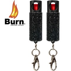 2 Pack BURN Pepper Spray 1/2oz Self Defense Keychain – Black Security Protection