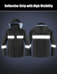 Ubon Waterproof Rain Suits for Men Including Jackets XX-Large, Hi-vis Black