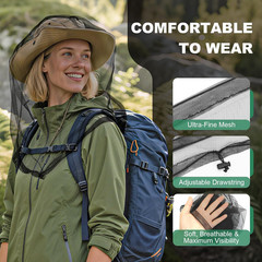 2 Pack Premium Mosquito Head Nets, Ultra Large Bug Net for Head | Adjustable Dra