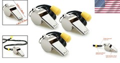 Ultra-Loud Stainless Steel Sports Whistles with Lanyard – 3 Pack for Officials