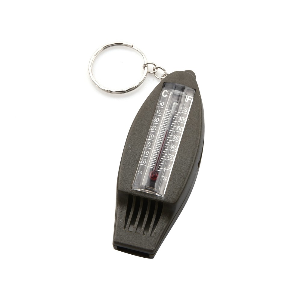 4in1 Outdoor Survival Keychain Compass Thermometer Magnifier Emergency Whistle