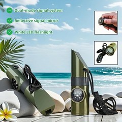 Emergency 7-in-1 Survival Whistle Kit:120dB Loud Safety Whistle with Compass,…