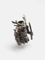 Skeleton Samurai Lanyard Bead White Brass EDC Paracord Knife Charm Pendant