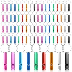 140 Pcs Emergency Whistle with Keychain, Aluminum Emergency Survival Whistle
