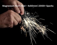 Emergency Fire Starter Kit: Magnesium Shavings, Ferro Rod & Fire Rope – 2000 Str
