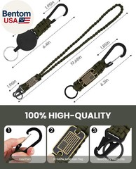 3 Pcs Paracord Lanyard Set with Retractable Keychain – Long & Short Heavy Duty L