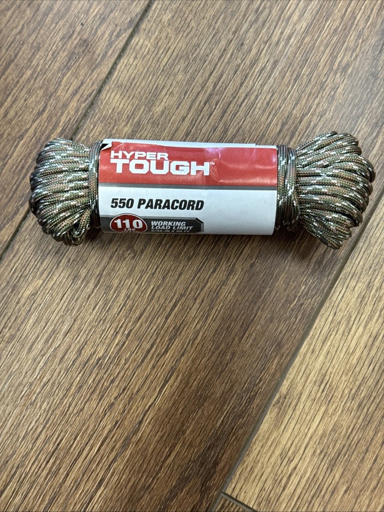 Hyper Tough 5/32 inch 550 Paracord 50 ft, Green, 4.9 oz