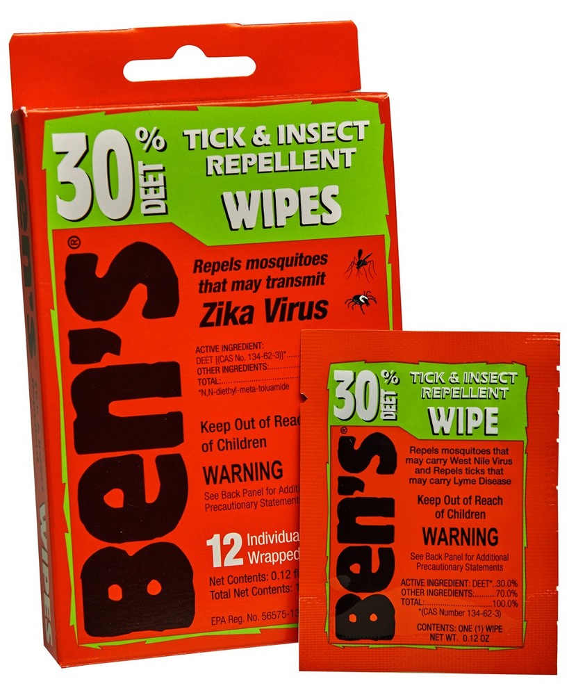 Ben’s 00067085 30 Odorless Scent Wipes Repels Ticks & Biting Insects 12