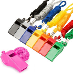 8-Pack Loud 120dB Safety Whistles with Lanyard – Bright Colored Plastic Emergenc