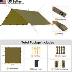 FREE SOLDIER Waterproof Portable Tarp 10×10.5ft, Brown 10×10.5ft