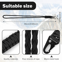2Pcs Heavy Duty Paracord Lanyard Braided 550 Keychain for Keys ID Badges Men Nec