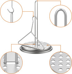 Perforated Turkey Fryer Hook with Base Rack, Stainless Steel Chicken Poultry