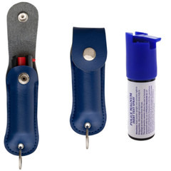 POLICE MAGNUM Keychain Pepper Spray Holster Blue Case/ Practice Spray 2 Pack .50