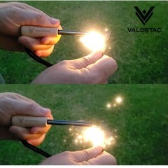 Valortac Ferro Rod Fire Starter Kit, Black Tactical Pouch, Tinder Rope