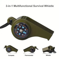 3X Very Loud Keychain Whistle With Compass for Outdoor Sports, Hiking, Camping
