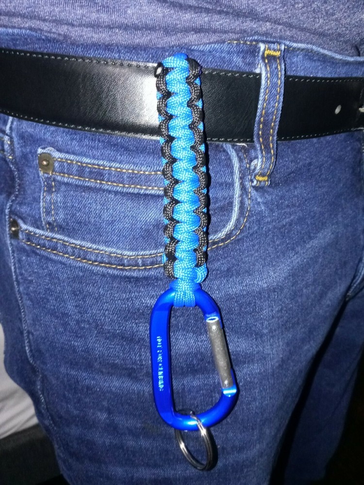 Paracord Lanyard Keychain w/ Carabiner Survival Tactical -2 Pack – Green & Black