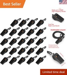 High-Quality Black Whistles with Lanyards – 24 Count for Coaches & Lifeguards